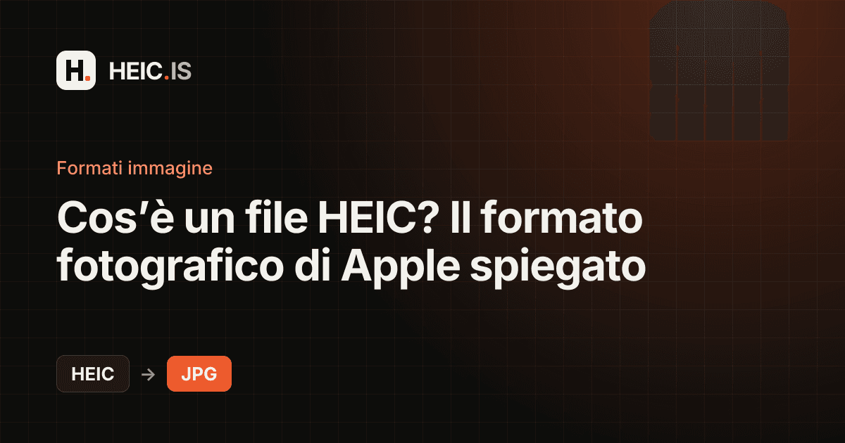 Illustrazione di un file fotografico HEIC convertito in JPG